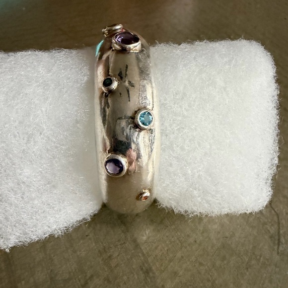 Sterling silver multi gemstone cuff bracelet - Picture 4 of 9